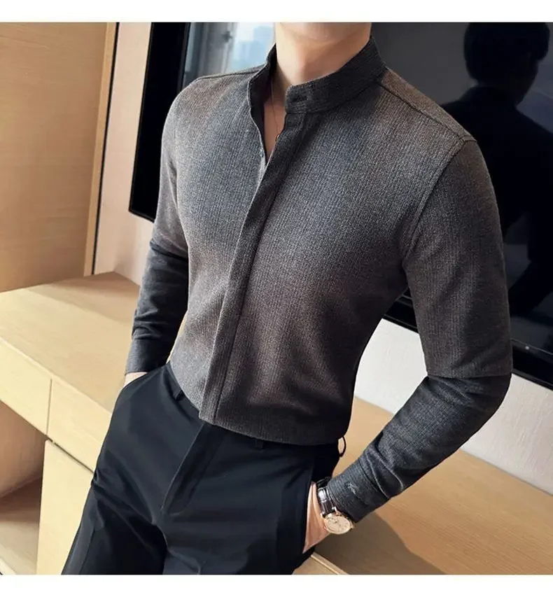 Mandarin Button-Up Shirt