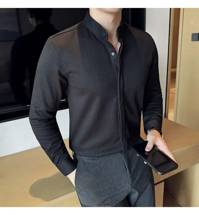 Mandarin Button-Up Shirt