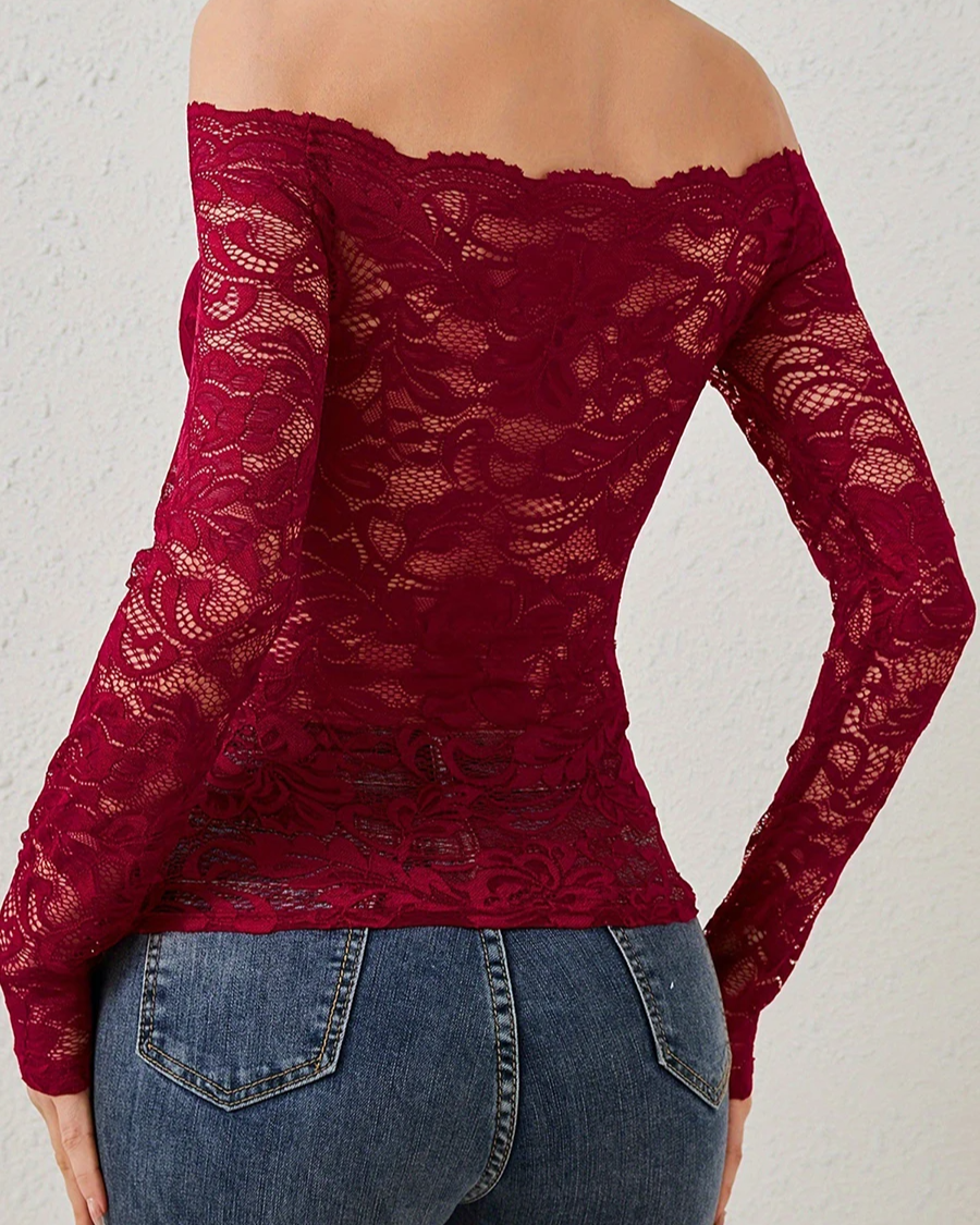 Chateau Off-Shoulder Sheer Blouse