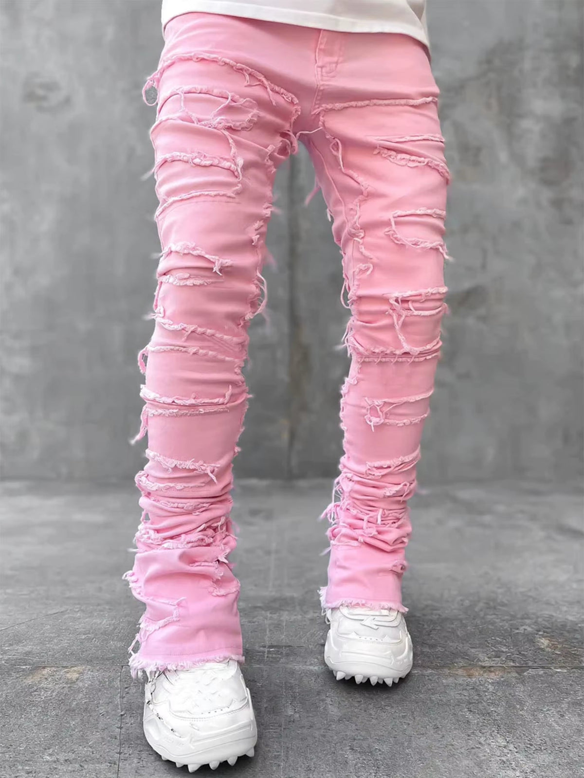 Distress Layered Denim Pant