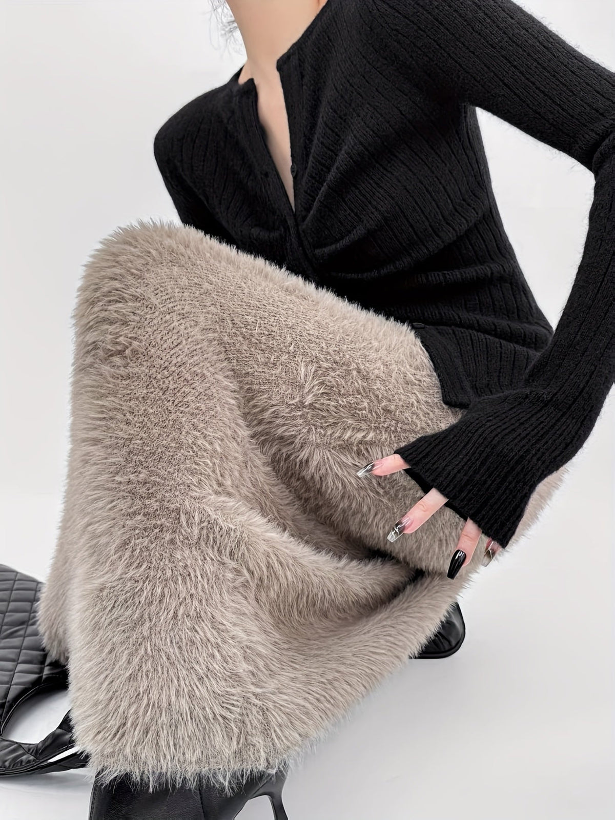 Clairmont Faux Fur Maxi Skirt