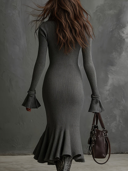 Zaria Ribbed Knit Flare Dress