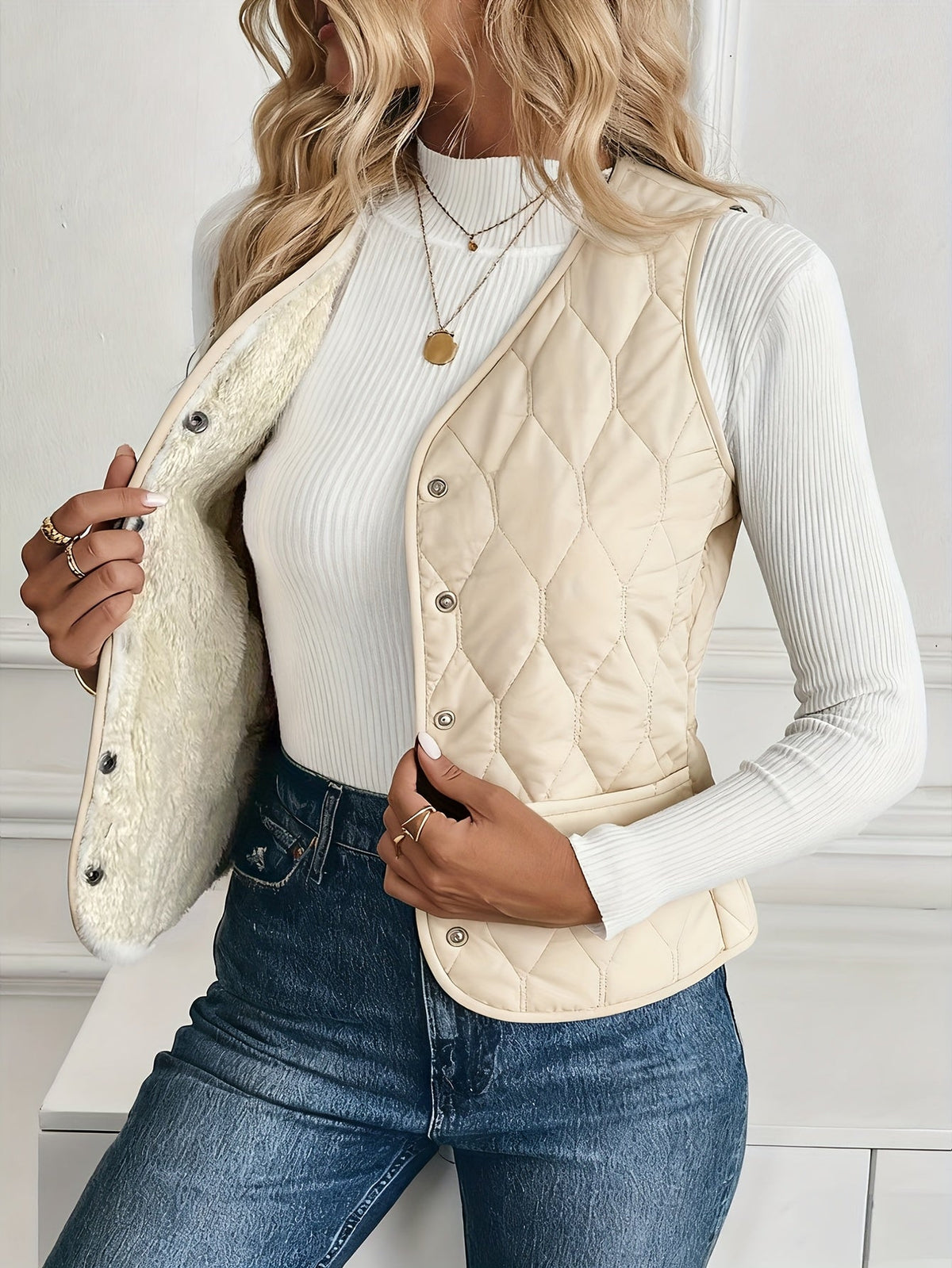 Pique Quilted Bomber Vest