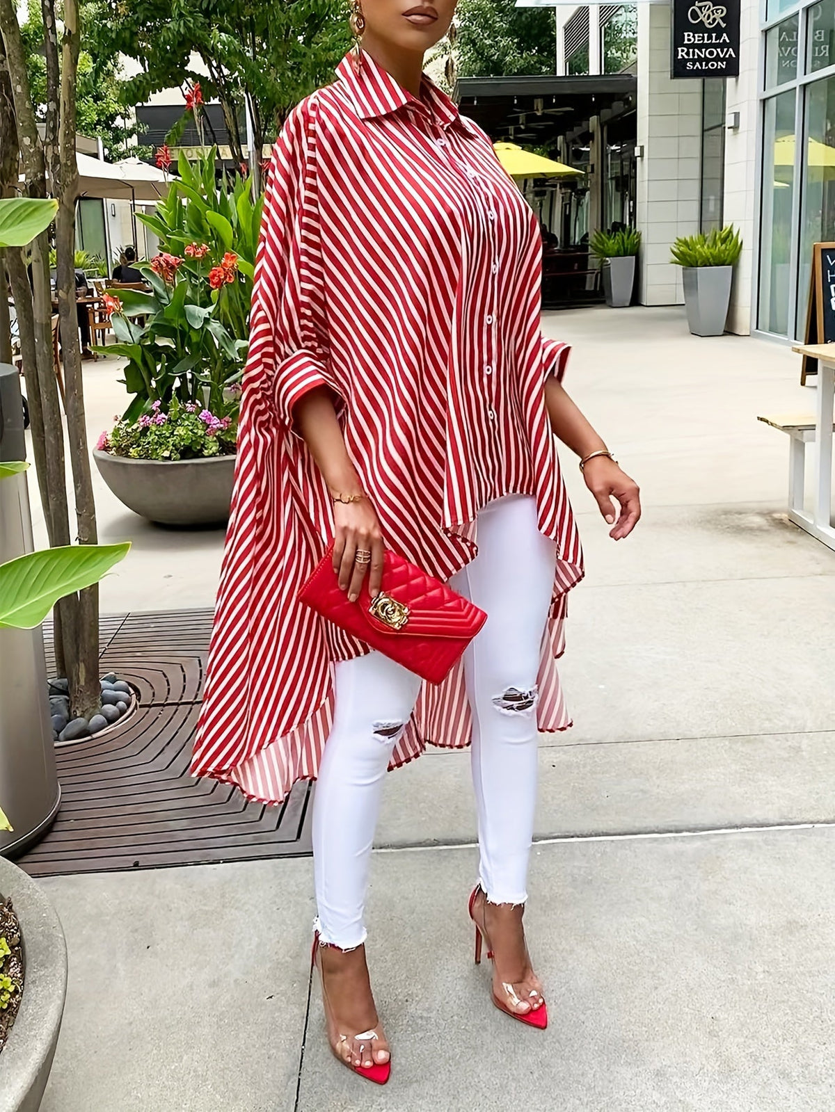 Uptown Stripe Flow Tunic