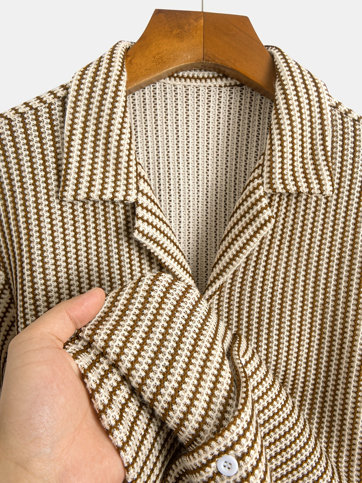 Valen Knit Striped Button Up