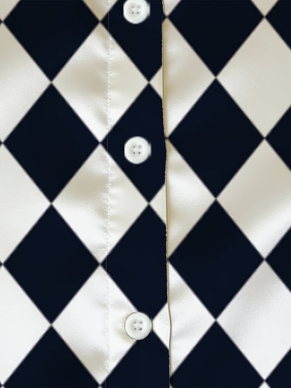 Harlequin Satin Blouse