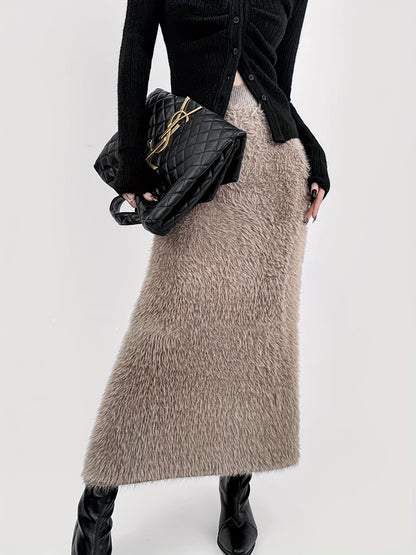 Clairmont Faux Fur Maxi Skirt