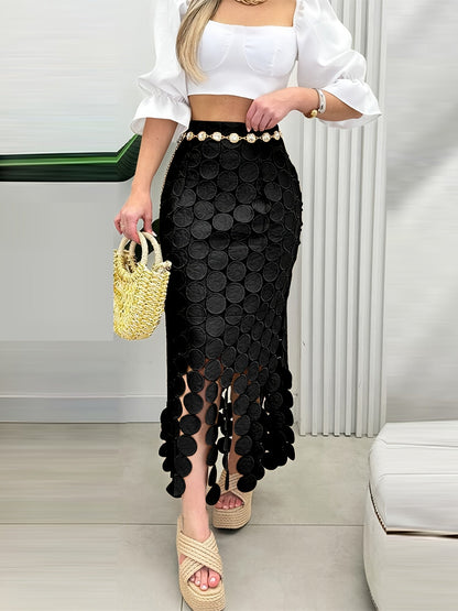 Flare Circle-Cut Fringe Skirt