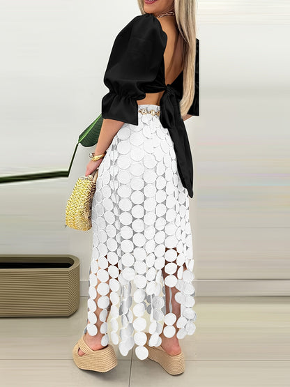 Flare Circle-Cut Fringe Skirt