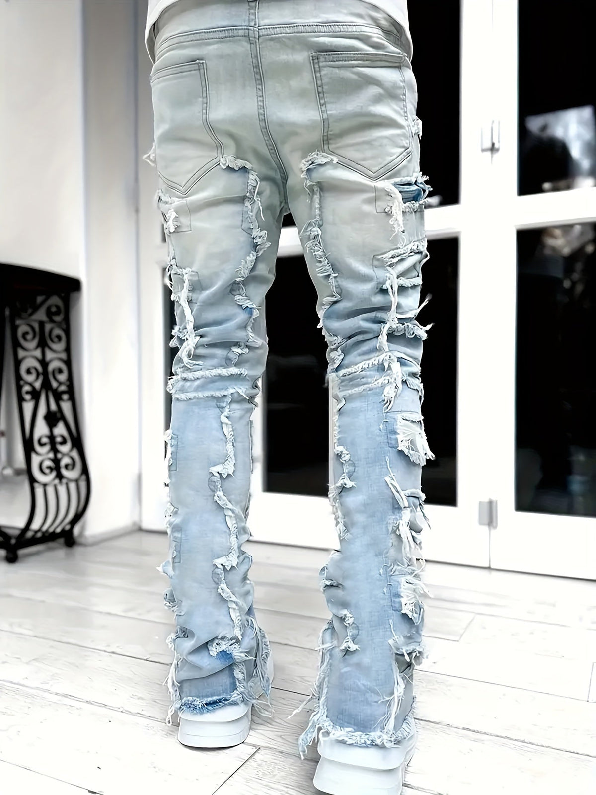 Distress Layered Denim Pant