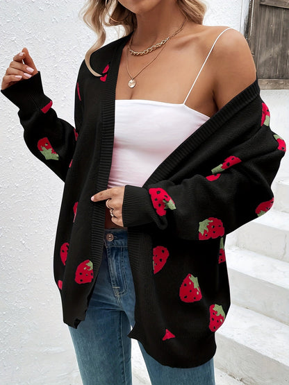 Strawberry Motif Knit Cardigan