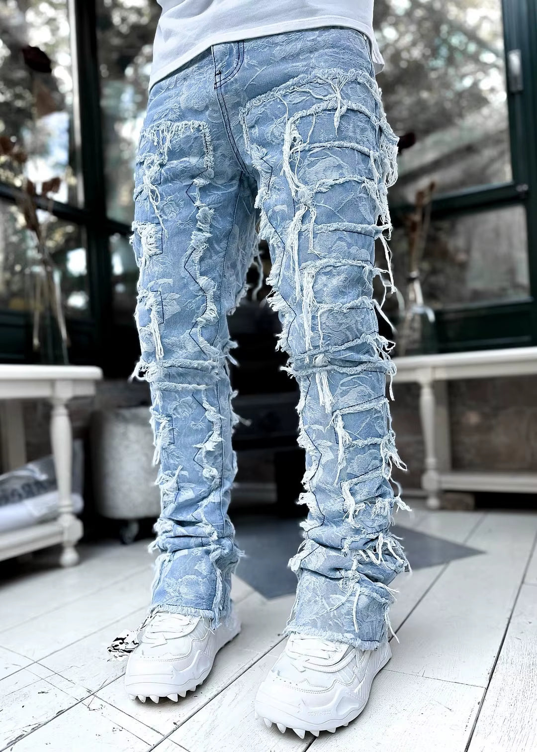 Distress Layered Denim Pant